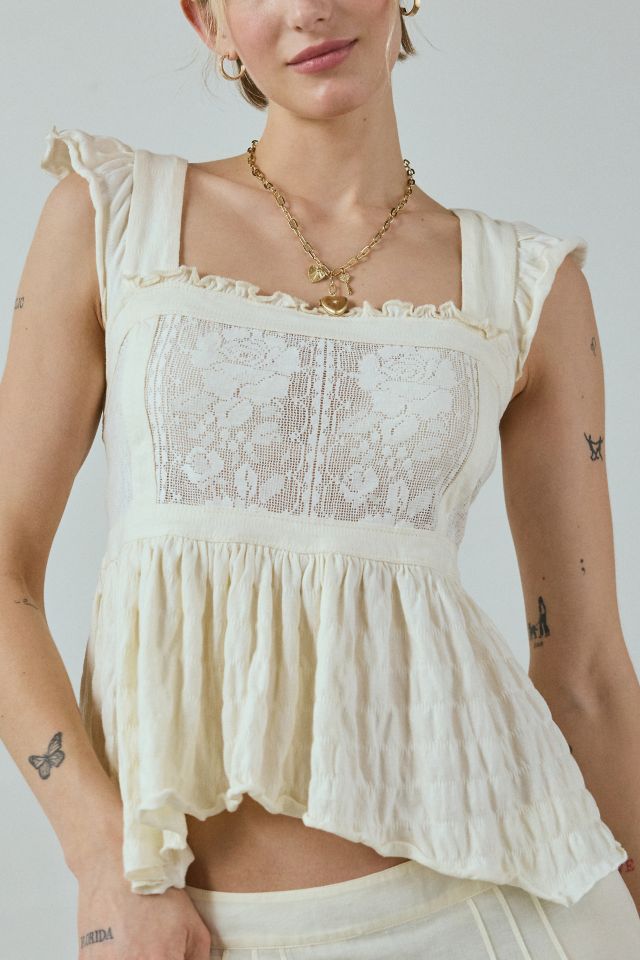 Kimchi Blue Olive Bow Tie-Back Babydoll Blouse #1