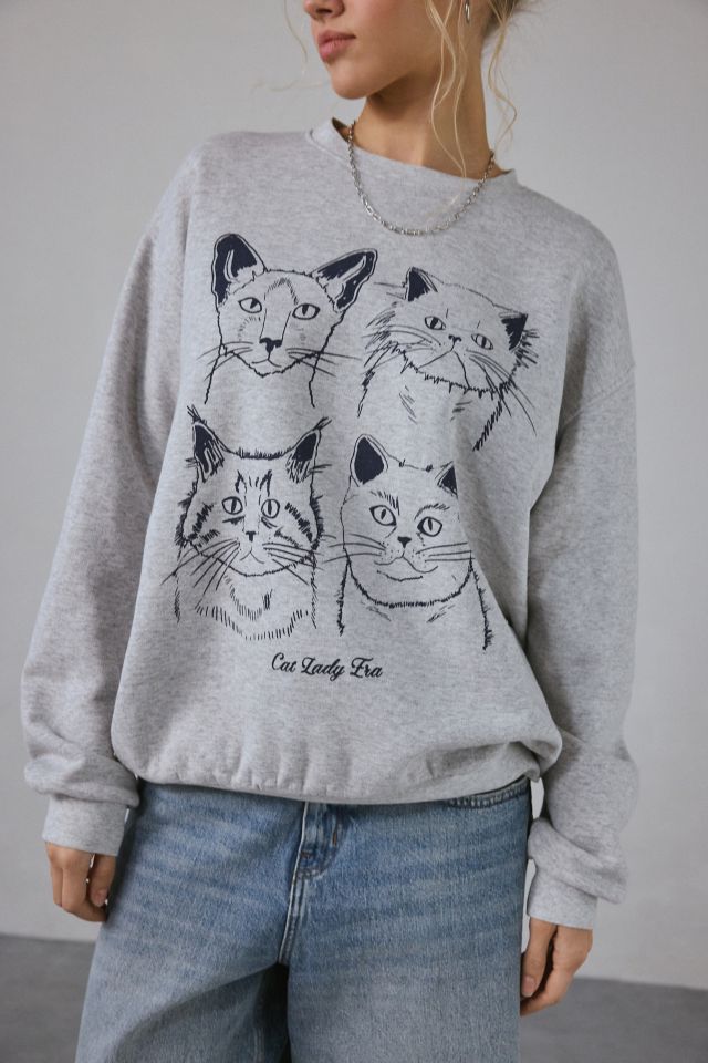 Cat Lady Era Graphic Pullover Crew Neck Sweatshirt #1