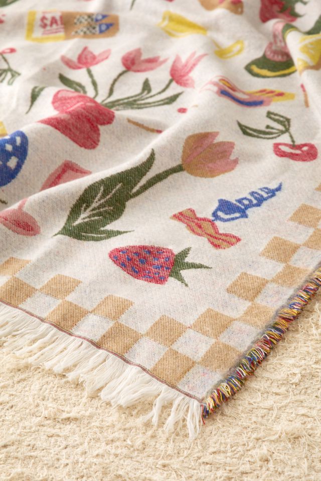Picnic Scene Woven Throw Blanket