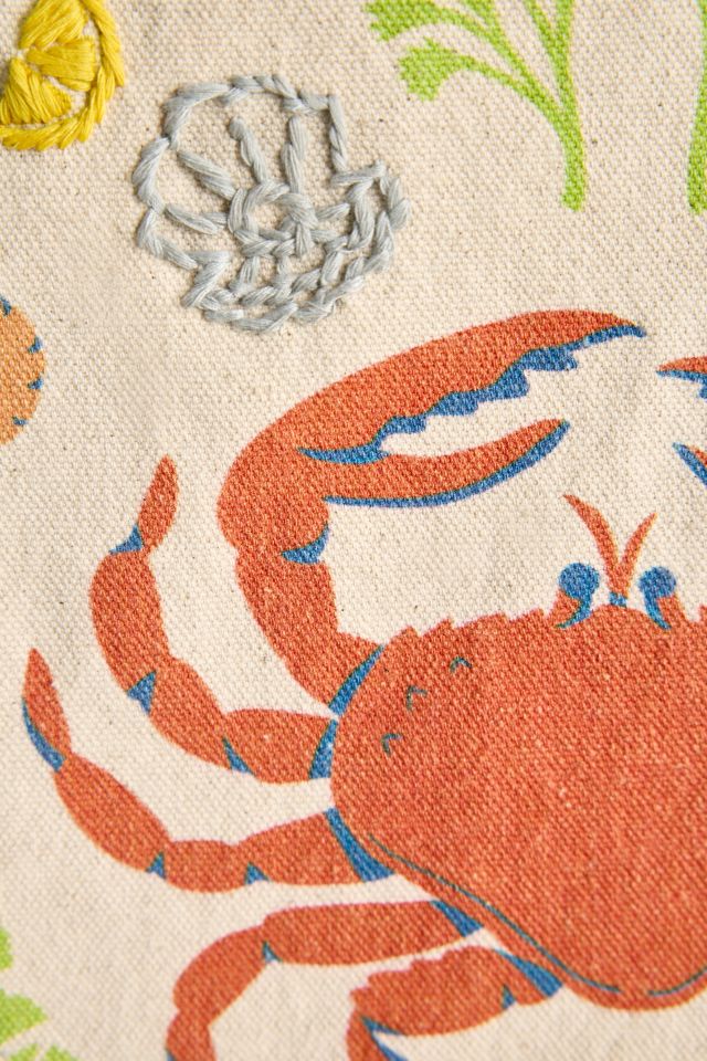 Fancy Crab Embroidered Flag Tapestry