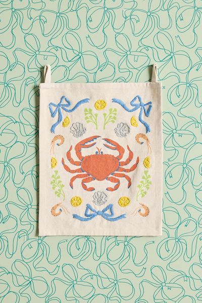 Fancy Crab Embroidered Flag Tapestry