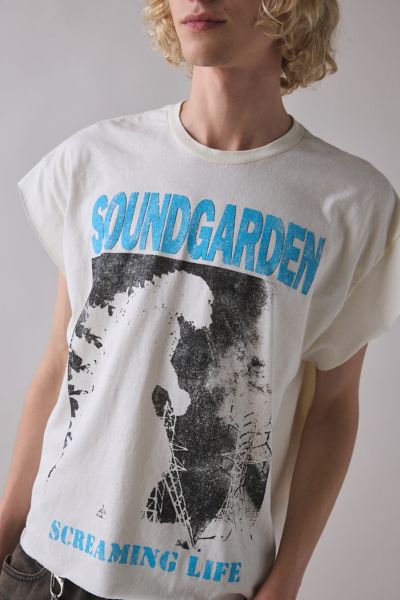 Urban Outfitters Backstage Graphic Cropped Muscle Tee In Soundgarden, Men's At  In White
