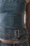 Silence + Noise Mia Belted Buckle Denim Tube Top
