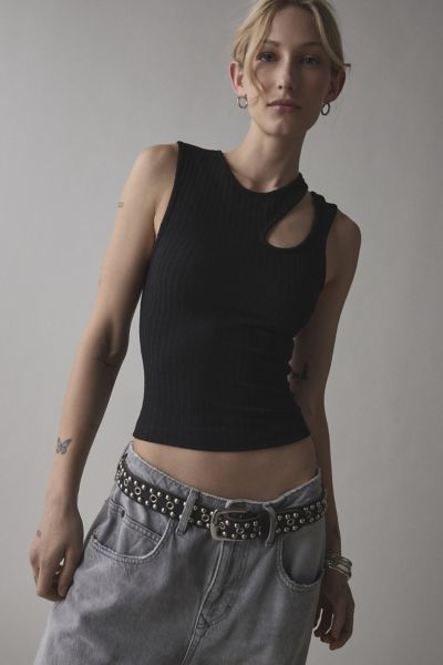 UO Cleo Asymmetrical Cutout Cropped Tank Top