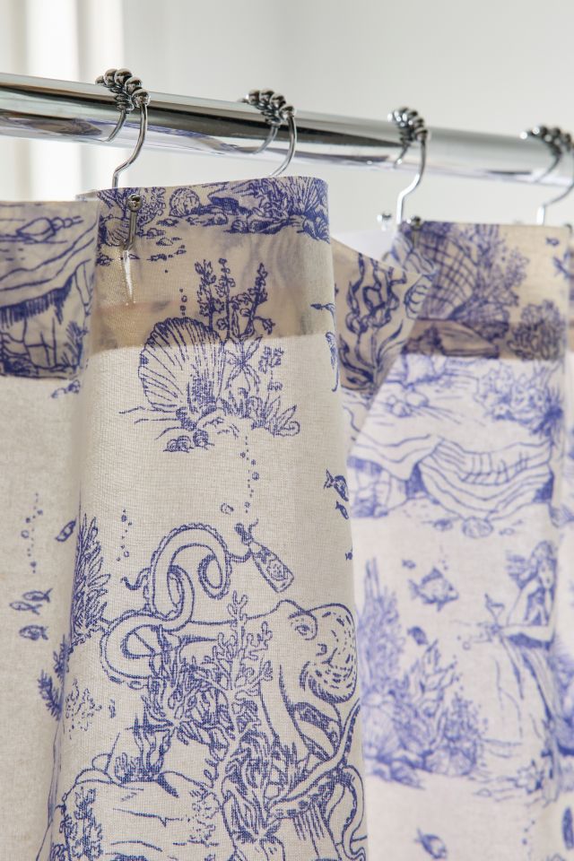 Mermaid Toile Patterned Shower Curtain #2