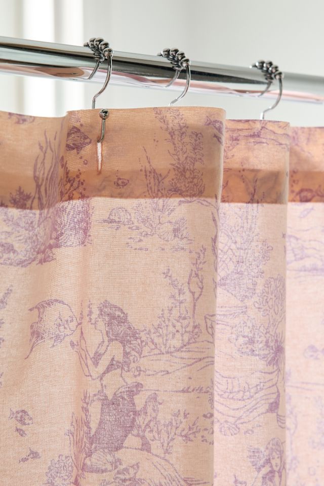 Mermaid Toile Patterned Shower Curtain #2