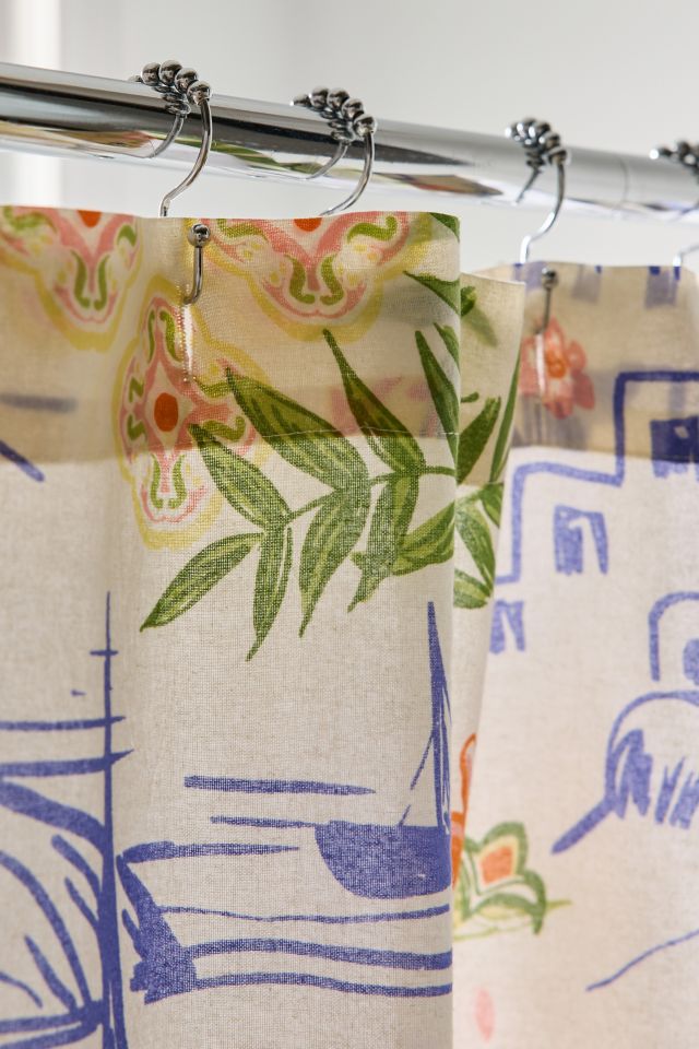 Santorini Patterned Shower Curtain #2