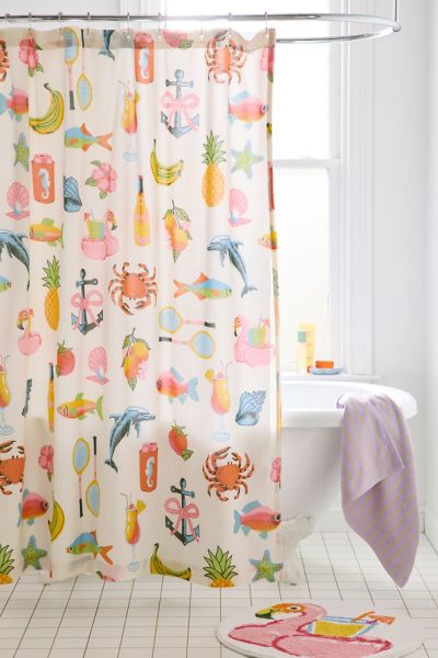 Urban Outfitters Tropical Vacay Icon Patterned Shower Curtain In Assorted At  In Assorted