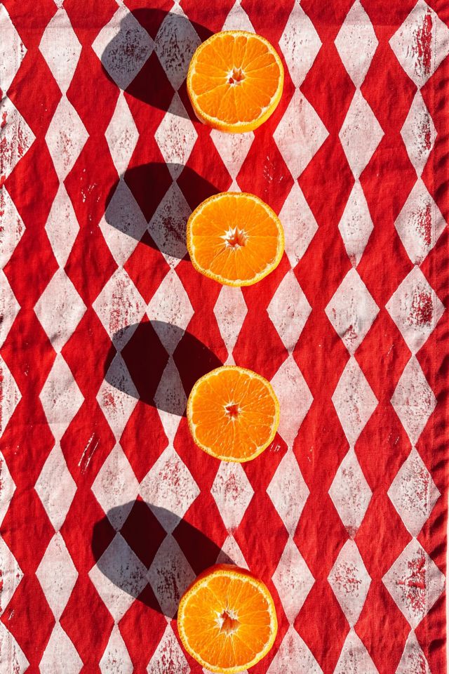 Julie Peach Block Printed Diamonds Table Runner #3