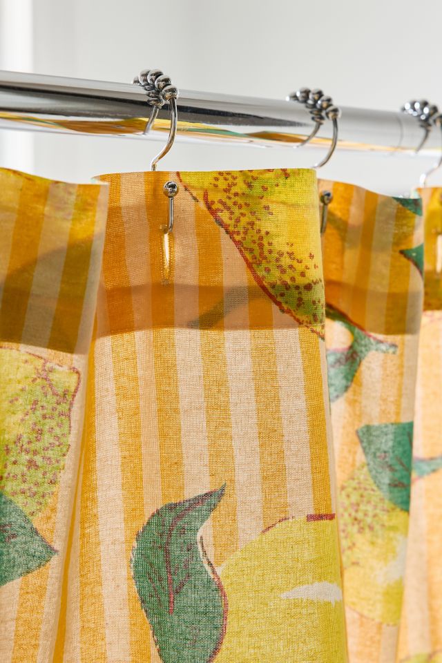 Lemon Graphic Stripe Patterned Shower Curtain #2