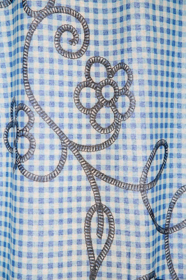 Jessie Gingham Floral Patterned Shower Curtain #1