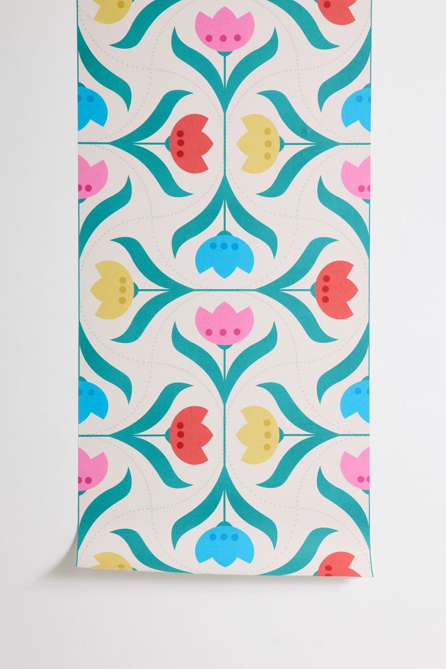 ShowMeMars Vintage Tulips Patchwork Removable Wallpaper #1