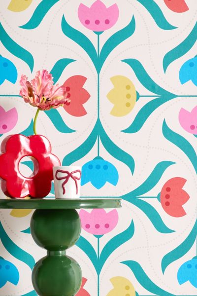 ShowMeMars Vintage Tulips Patchwork Removable Wallpaper
