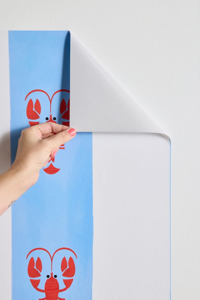 ShowMeMars Red Lobsters On Blue Stripes Removable Wallpaper #2