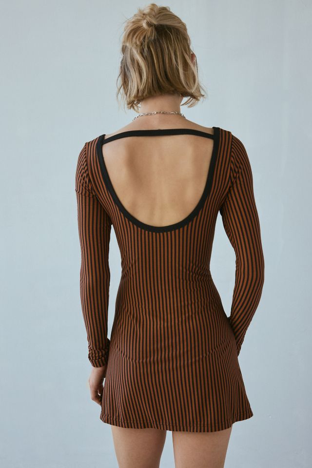 UO Tashie Ribbed Knit Open Back Long Sleeve Mini Dress #1