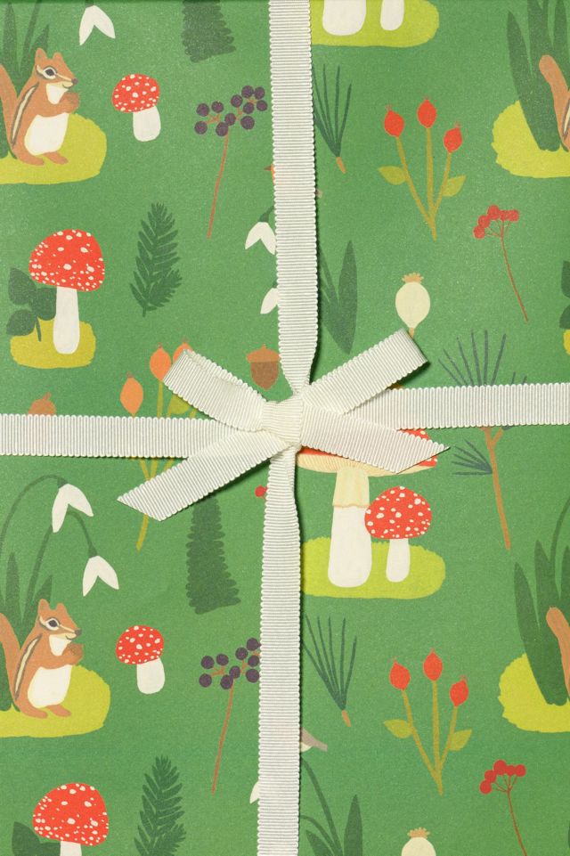 Red Cap Forest Critters Holiday Wrapping Paper #1