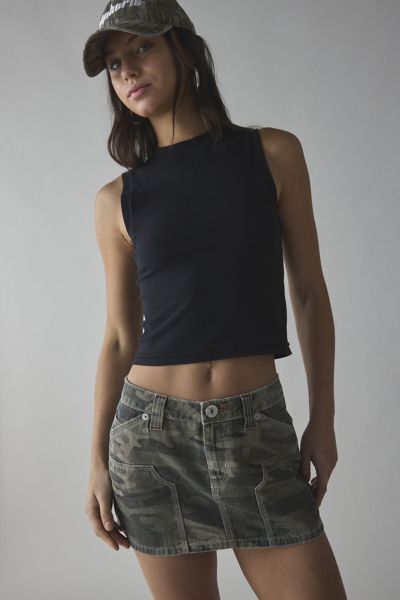 BDG CARPENTER LOW-RISE CAMO MICRO SKIRT IN CAMO, WOMEN'S AT URBAN OUTFITTERS 