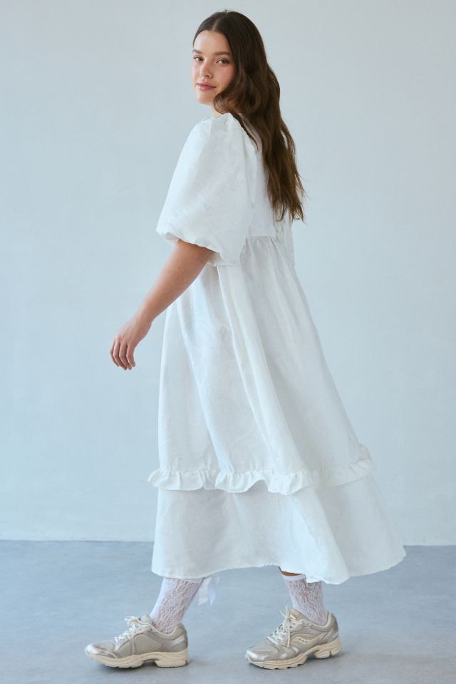 Glamorous Brocade Tiered Tie-Back Midi Dress #3