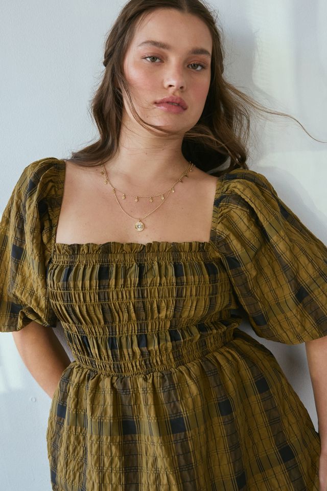 Glamorous Plaid Square Neck Tiered Maxi Dress #1