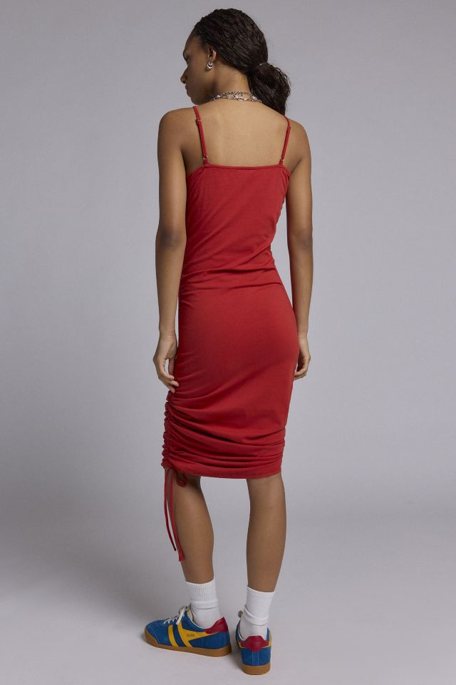 Glamorous Tomato Ruched Adjustable Tie Midi Dress #3