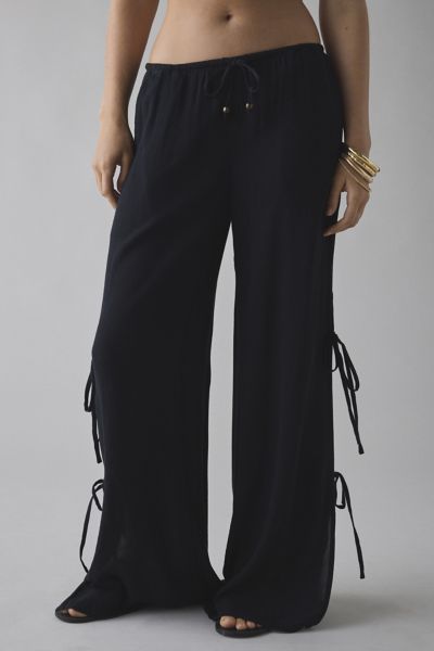 Out From Under Seaside Side-tie Wide-leg Pant In Black, Women's At Urban Outfitters