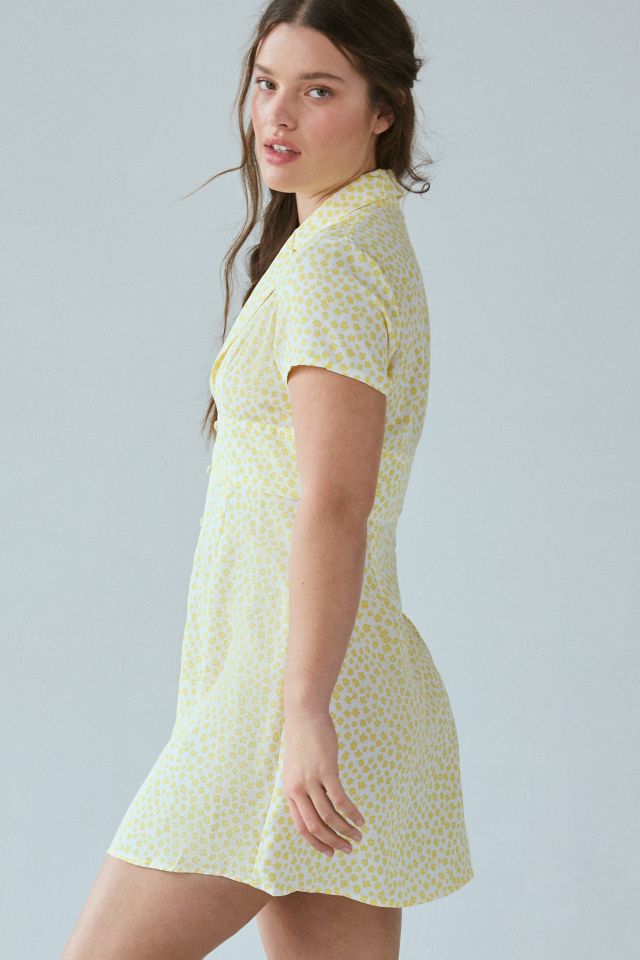 Glamorous Yellow Ditsy Floral Shirt Mini Dress #2