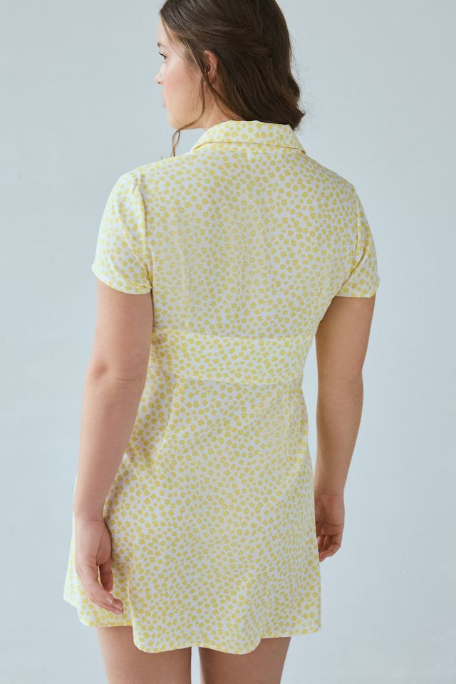 Glamorous Yellow Ditsy Floral Shirt Mini Dress #3