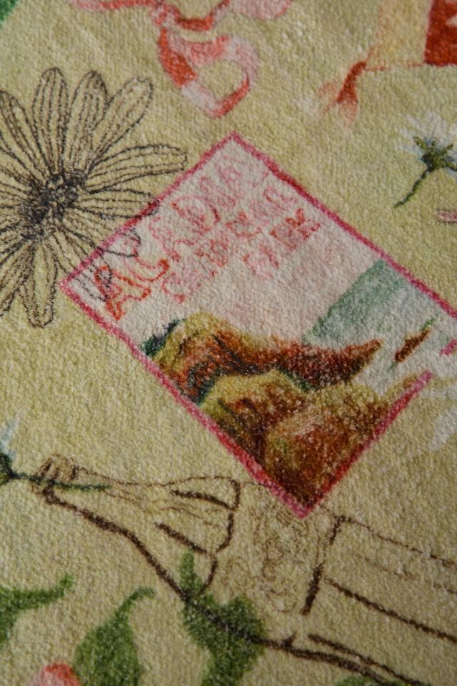 Souvenir Doodle Collage Printed Rug #2