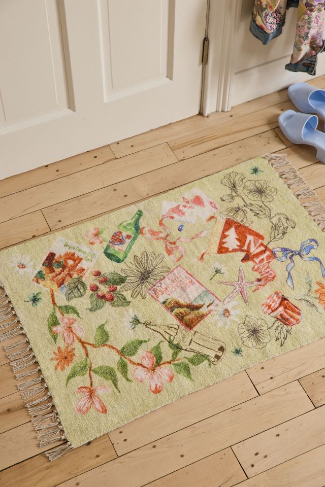Souvenir Doodle Collage Printed Rug #3