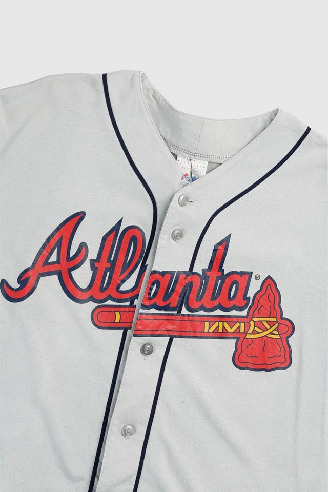 Vintage Braves Jersey majestueux bleu maille cousu sur des lettres baseball des années 90 homme grand - France