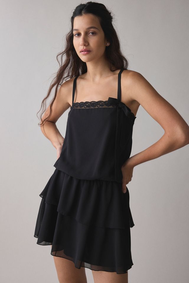 Ruffled Flouncy Skirt Black Mini Dress Ruffled Flouncy Skirt Black Mini Dress