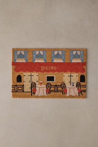 Bistro Scene Printed Coir Doormat