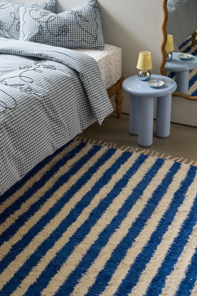 Vertical Cabana Striped Shag Rug #1