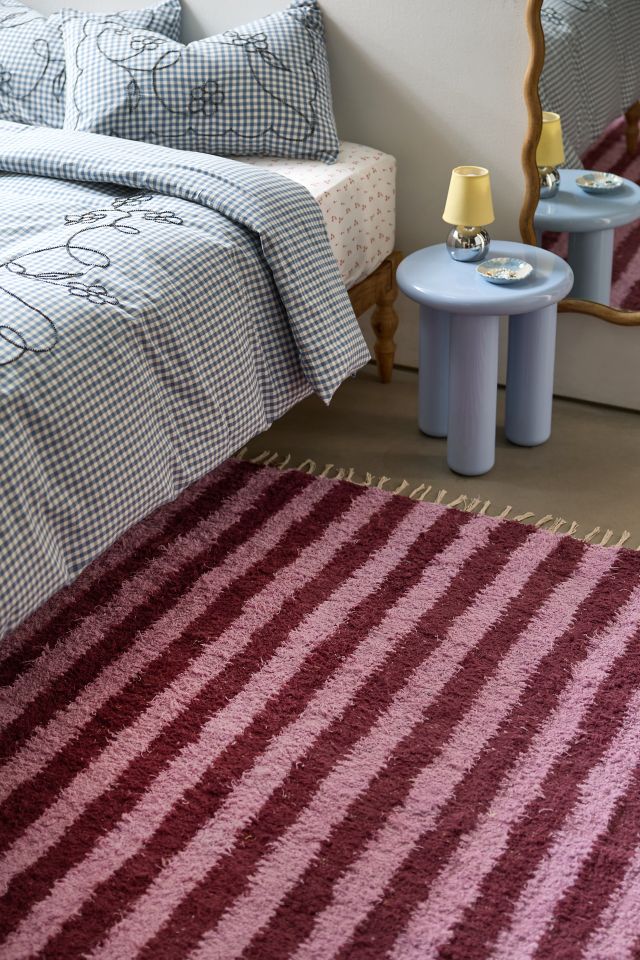 Vertical Cabana Striped Shag Rug #1