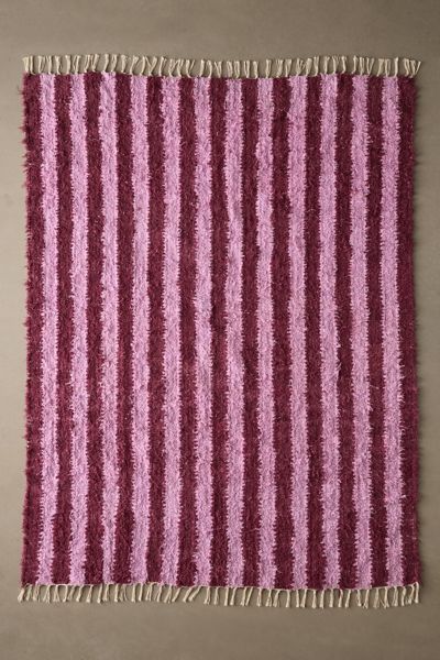 Vertical Cabana Striped Shag Rug