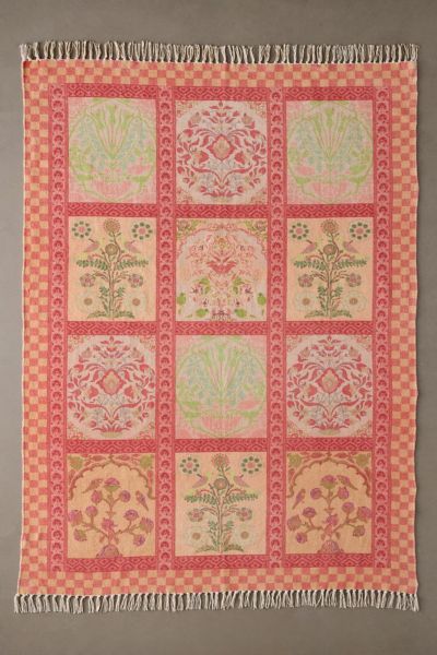 Urban Outfitters Ilona Floral Tile Printed Rug In Light Red At