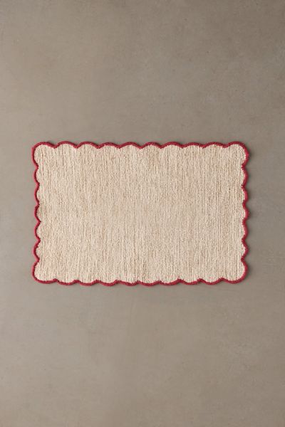 Urban Outfitters Lily Scalloped Edge Jute Rug In Red At
