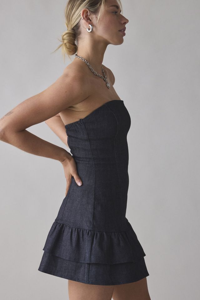 Motel Lumins Strapless Drop Waist Mini Dress #1