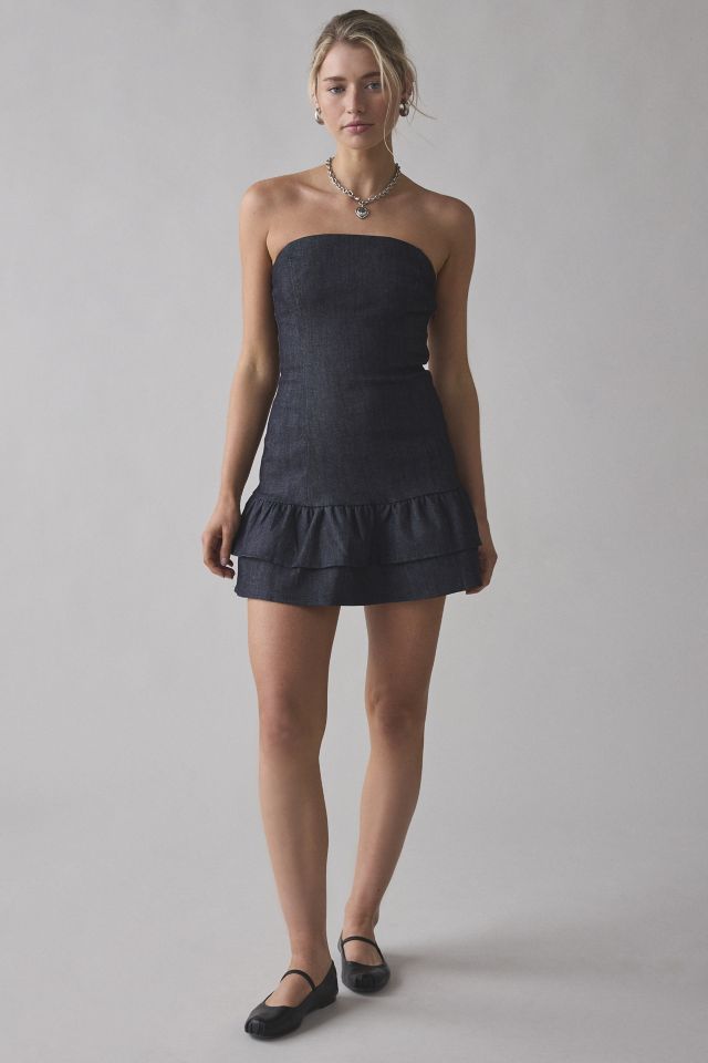 Motel Lumins Strapless Drop Waist Mini Dress #3