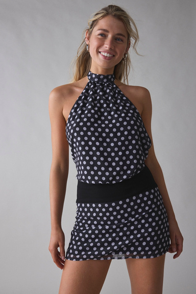 Motel Eltazia Mini Dress Polka Spce Blue Black