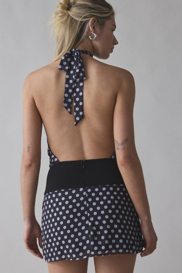 Motel Valina Polka Dot Halter Mini Dress #1
