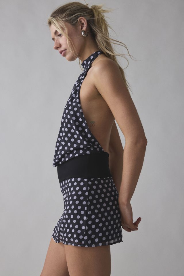 Motel Valina Polka Dot Halter Mini Dress #2