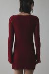 Motel Selvia Heart Flocked Mesh Bell Sleeve Mini Dress