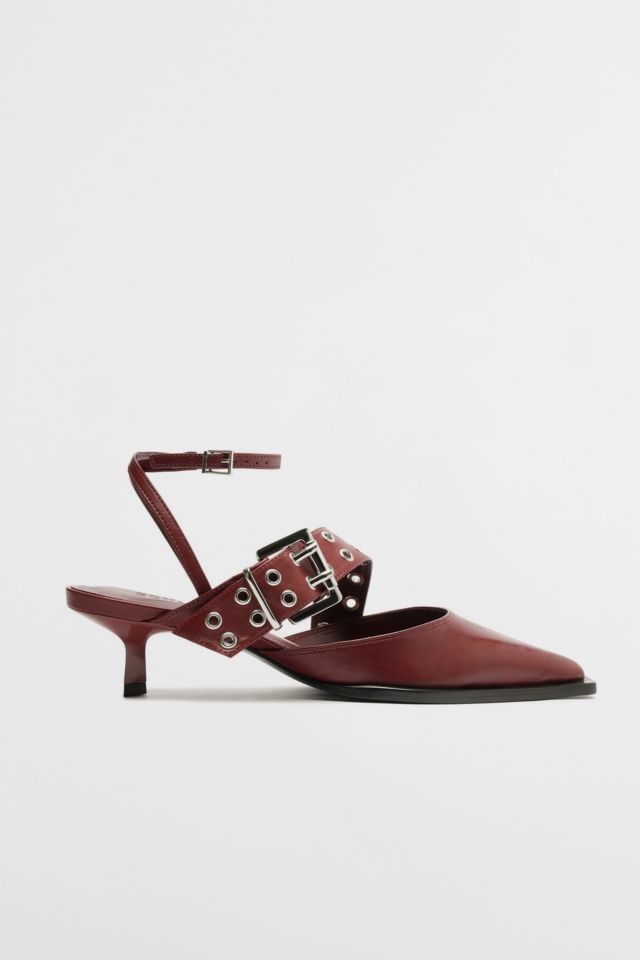 Schutz Jess Buckle Leather Kitten Heel