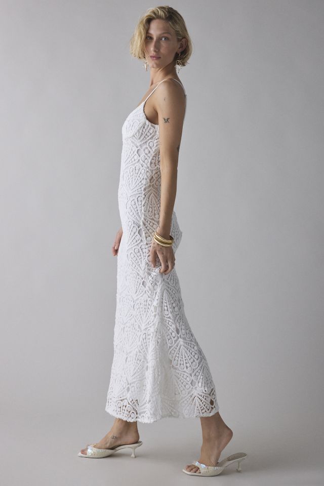 Bardot Andoni White Seashell Crochet Midi Dress #2