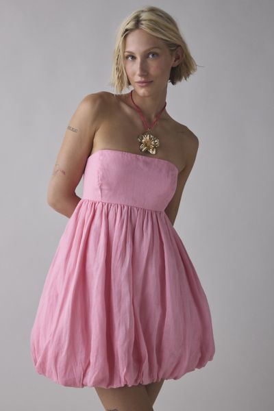 Bardot Benita Strapless Bubble Hem Babydoll Mini Dress