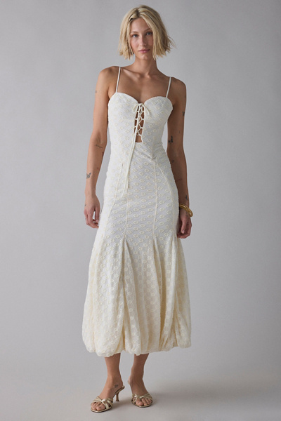 Bardot Delaney Lace Bubble Hem Midi Dress | Urban Outfitters
