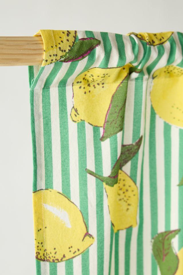 Lemon Graphic Stripe Patterned Café Curtain Set #3