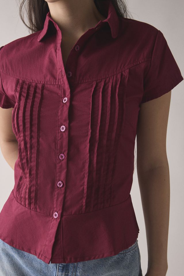 Motel Wilmot Cotton Poplin Pintuck Button-Down Shirt #1