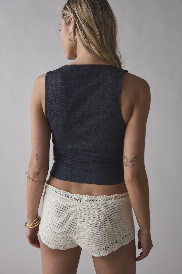 Motel Oria Button-Front Denim Vest Top #2